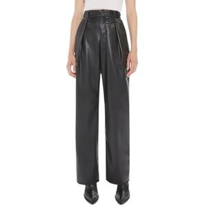 NWT Mother Tunnel Vision Pleated Faux Leather Pants - Black - 34